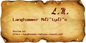 Langhammer Mátyás névjegykártya